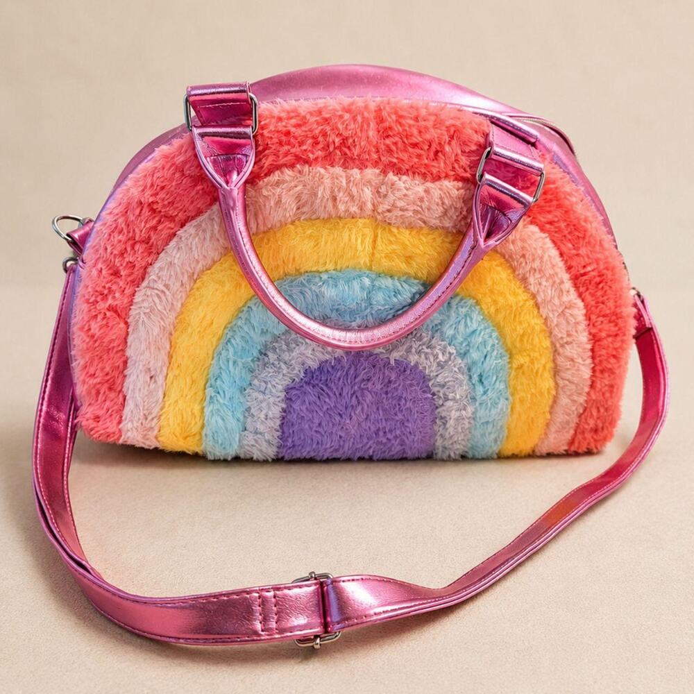 Adorable More Than Magic rainbow plush sleepover bag